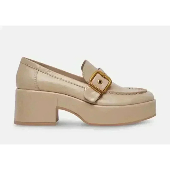 DOLCE VITA Y2K  YONDER SESAME Crinckle Patent Chunky Heel Loafer - Picture 2 of 3